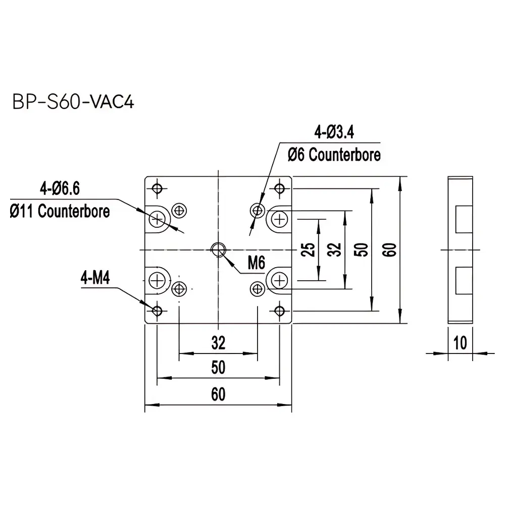 ZOLIX BP Series Vacuum-Compatible Optical Mounting Base Plate