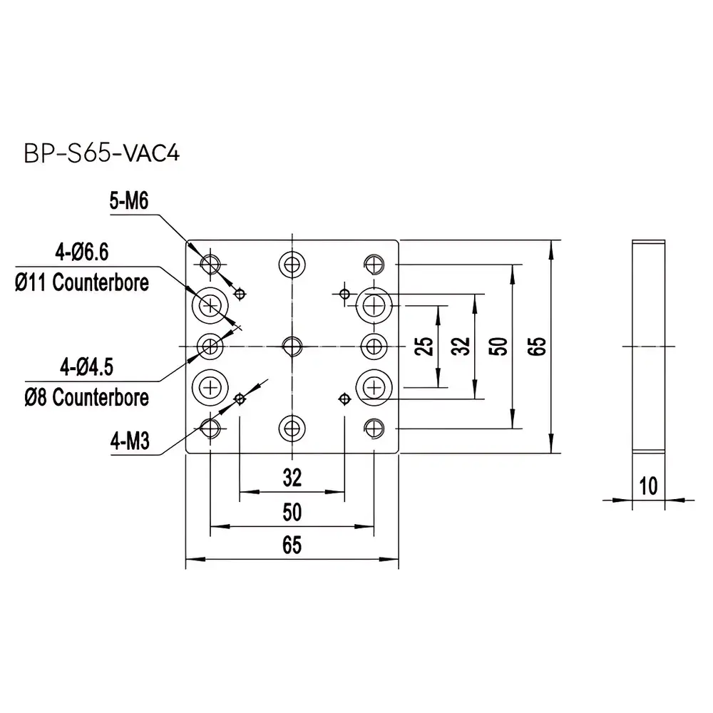 ZOLIX BP Series Vacuum-Compatible Optical Mounting Base Plate