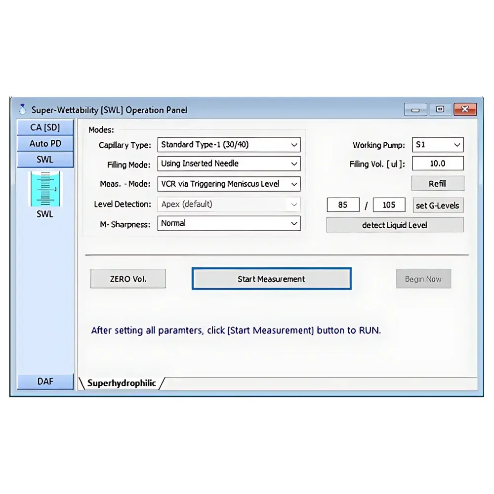 LAUDA Scientific LSA100SML Video-Based Optical Contact Angle Analyzer for Superwetting Surfaces