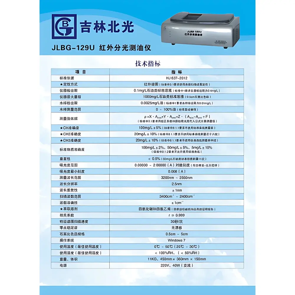 Beiguang JLBG-129U Infrared Spectrophotometric Oil Content Analyzer