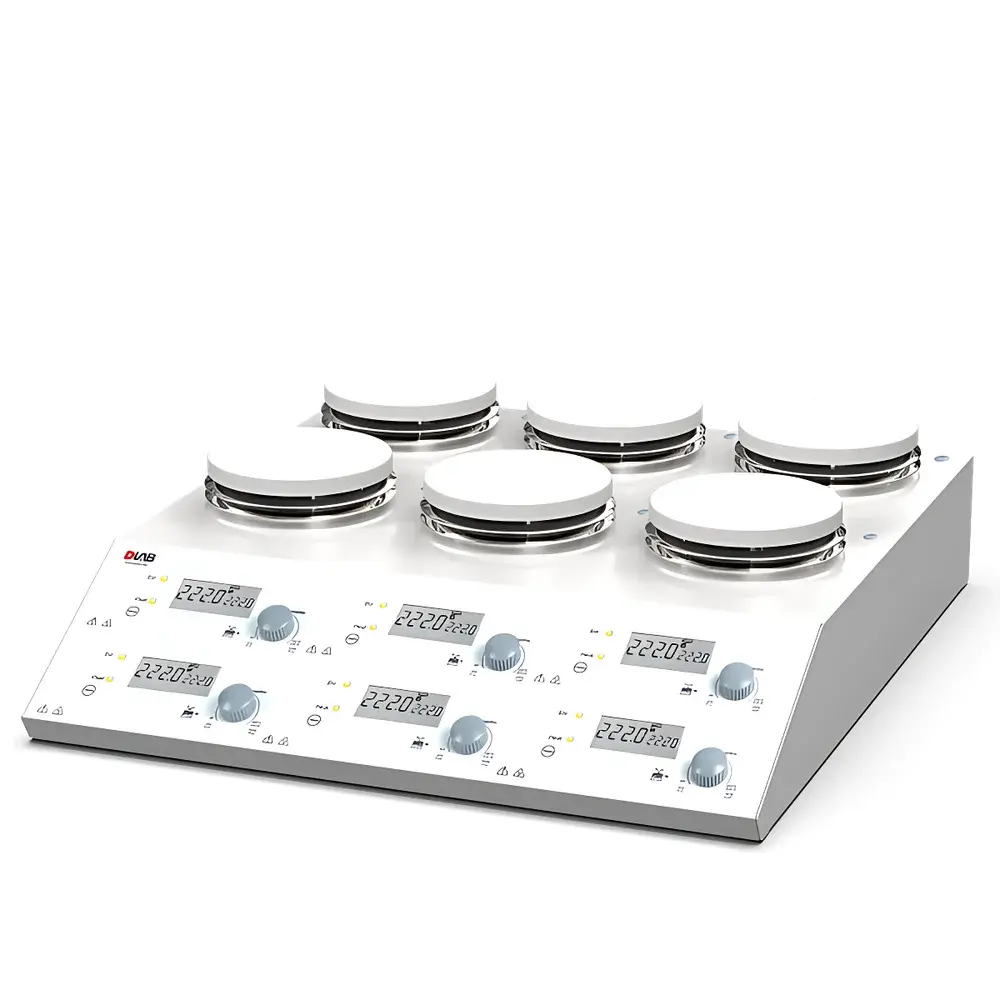 DLAB MS-H280-S4 & MS-H280-S6 LCD Digital Heating Magnetic Stirrers (4-Channel and 6-Channel)