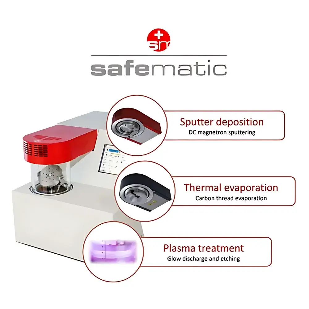 Safematic CCU-010 HV High-Vacuum Coating System for Electron Microscopy