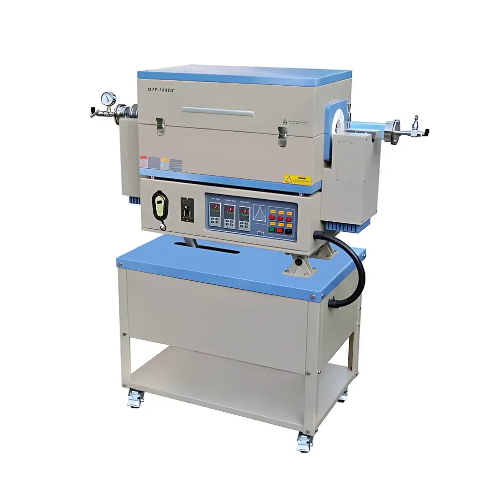 KJ GROUP OTF-1200X-5L-R-III Triple-Zone Tilted Rotating Tube Furnace