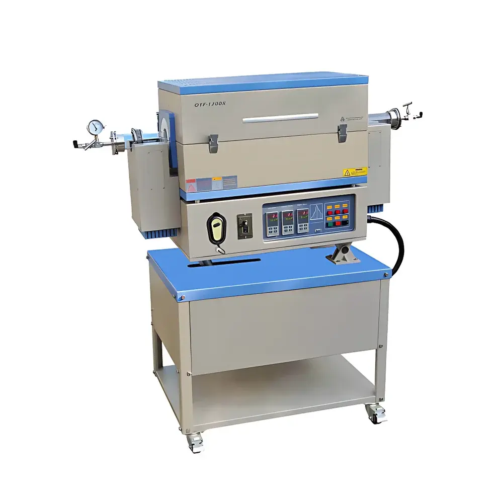 KJ GROUP OTF-1200X-5L-R-III Triple-Zone Tilted Rotating Tube Furnace