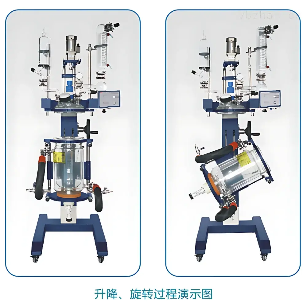Great Wall GR-20L Adjustable Height & Rotatable Double-Jacketed Glass Reactor