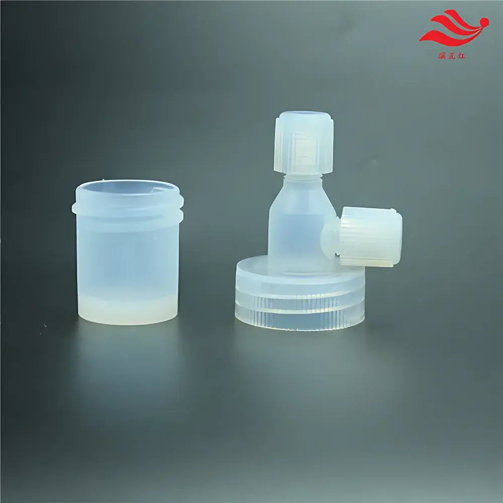 PFA Impact Dust Collector with 30 mL Purge Vial, 15 mL Buffer Vessel, 60 mL Absorption Bottle, and 1/4″ Gas Reaction Vessel