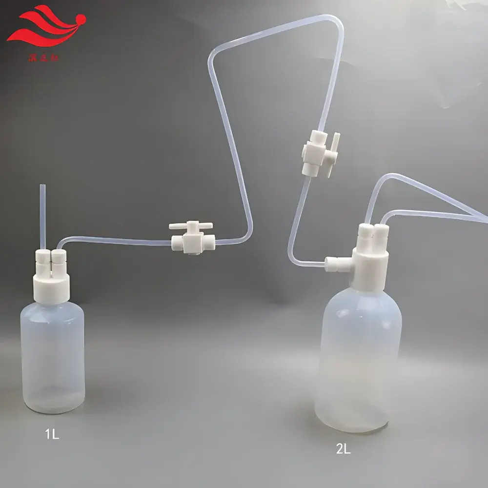 PFA Series串联 Reaction & Absorption Vessel (1 L / 2 L), GL45 Thread, Fluorinated Ethylene Propylene (FEP) / Perfluoroalkoxy (PFA) Construction for HF and Corrosive Gas Handling