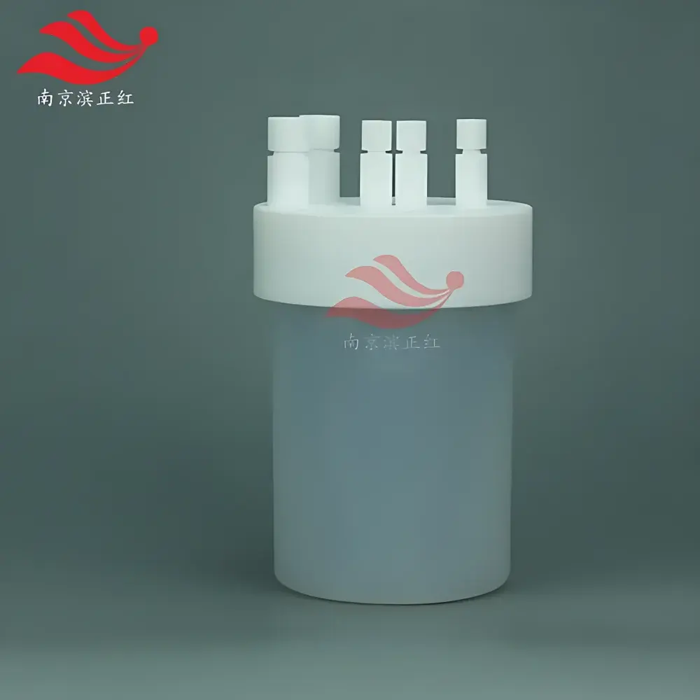 PFA Double-Layer Reaction Vessel with Multi-Port Neck, 1000 mL Capacity, Transparent Acid- and Alkali-Resistant Flask for Environmental & Atmospheric Sampling
