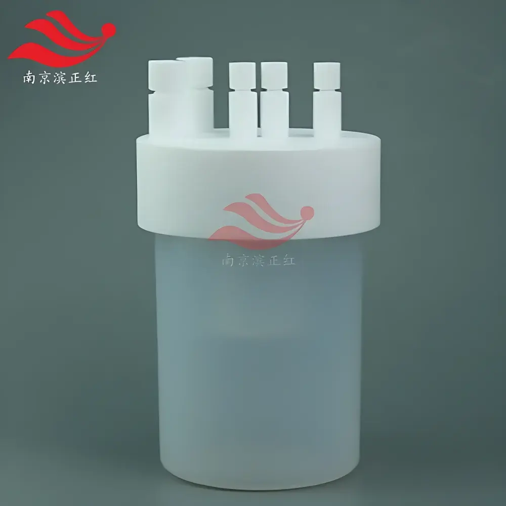 PFA Double-Layer Reaction Vessel with Multi-Port Neck, 1000 mL Capacity, Transparent Acid- and Alkali-Resistant Flask for Environmental & Atmospheric Sampling