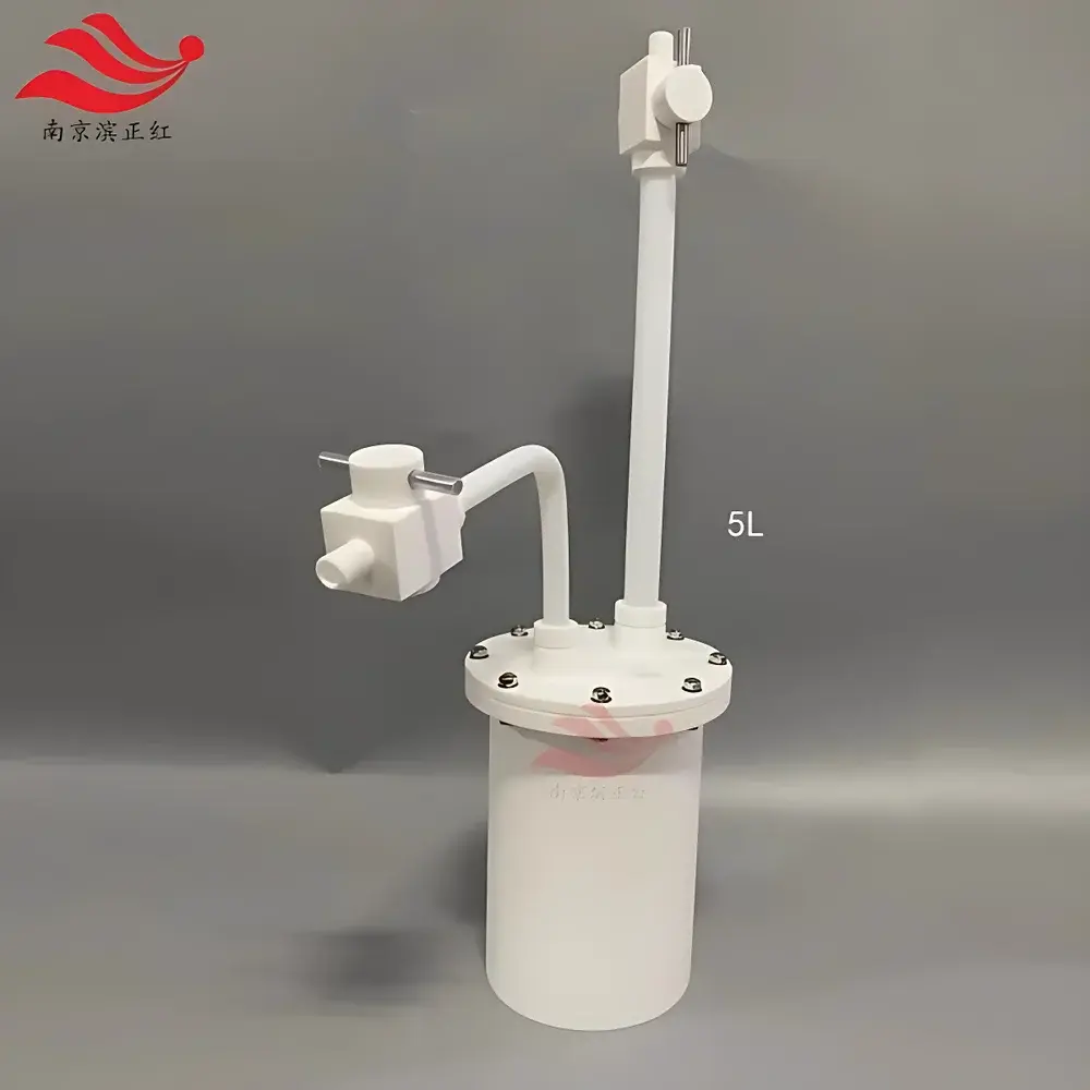 PTFE Custom 5L Three-Neck Evaporation Flask with Flanged Sealing and Integrated Valve