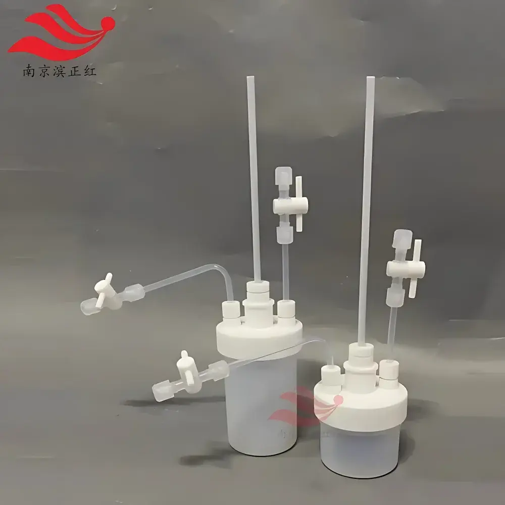 PTFE Custom 5L Three-Neck Evaporation Flask with Flanged Sealing and Integrated Valve