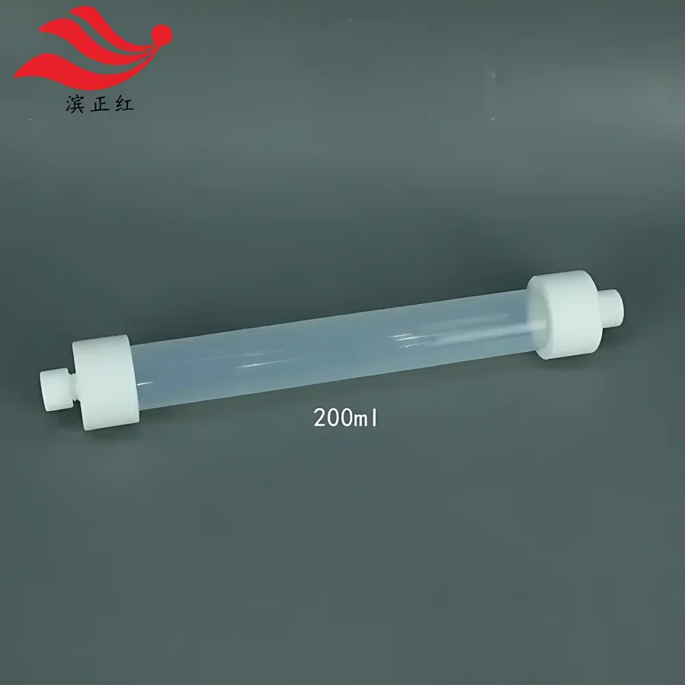 PFA Chromatography Column with Transparent Body, Sintered Frit, and Teflon®-Lined Micro-Column for Electrolyte Preparation and Ion Exchange