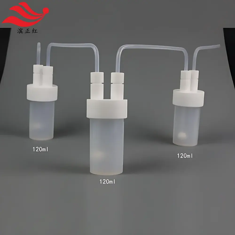 PFA Bubble Absorption Bottle Series – Corrosion-Resistant, Transparent,串联-Style Gas Scrubbing Vessel