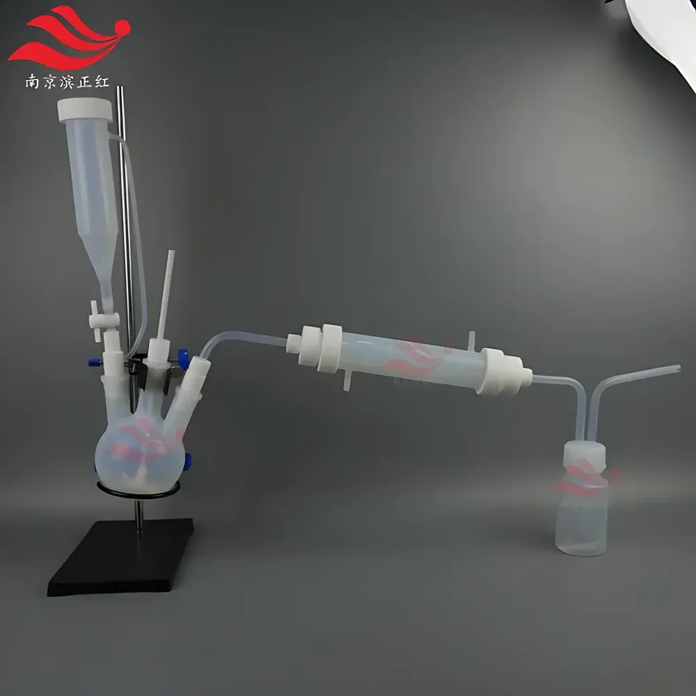PFA Constant-Pressure Dropping Funnel 150 mL with Integrated Distillation Assembly for Hydrofluoric Acid Applications
