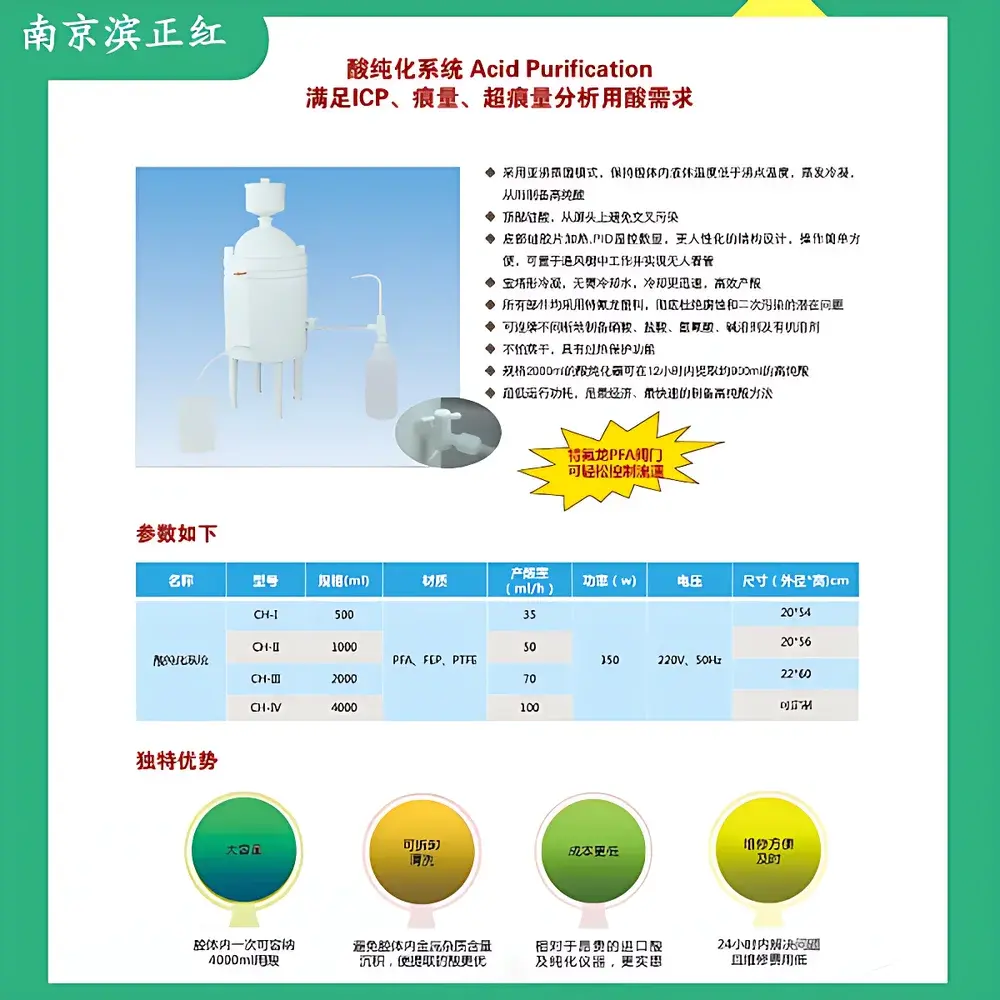 Binzhenghong NJ-CH-500ml Sub-Boiling Hydrochloric Acid Purifier