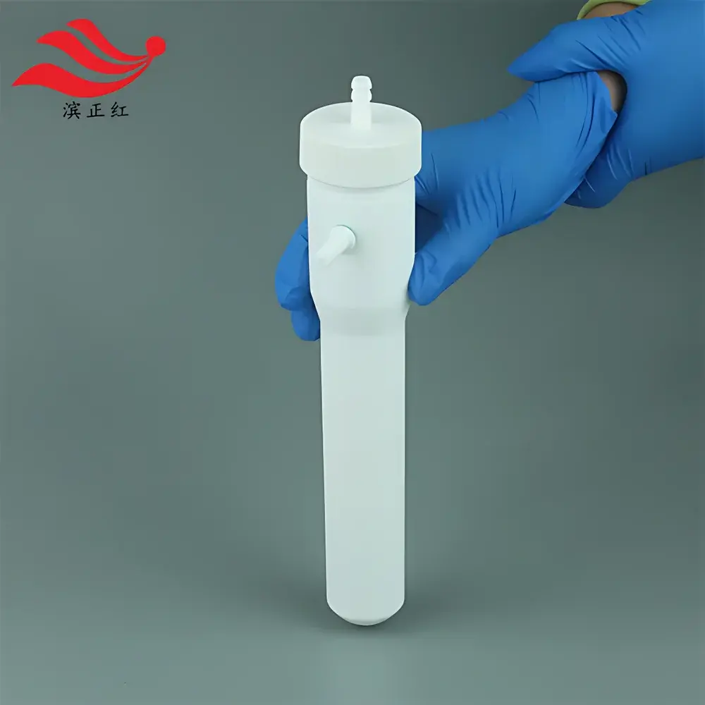 Binzhenghong PTFE Bubble Absorption Bottle with Filter Holder, 75 mL, for HF and HCl Sampling in Stack Emission Monitoring