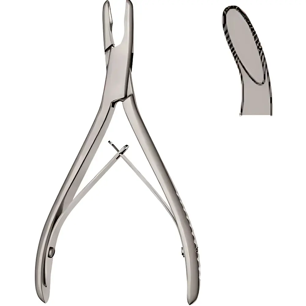 LUER Single-Joint Bone Rongeur – Curved, Small Jaw (3 mm), 15 cm