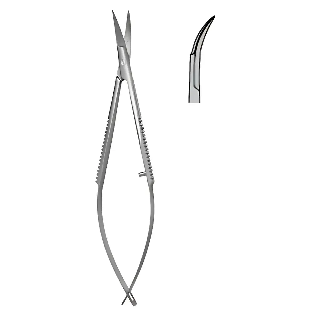 CASTROVIEJO-Style Micro Spring-Loaded Scissors – Curved, Blunt-Blunt Tip, S11011-11