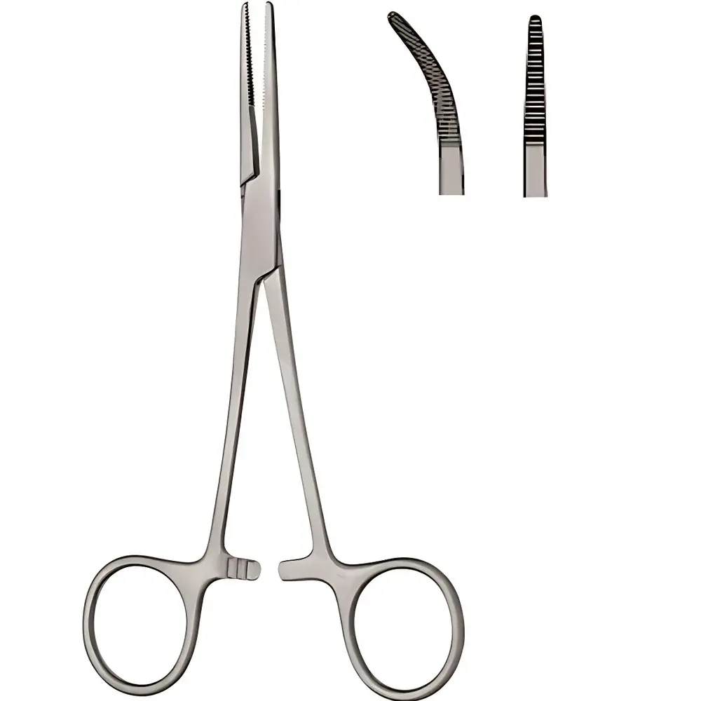 Kelly RWD Precision Hemostat (Straight & Curved, 1.5 mm Jaw Width, 14 cm Length)