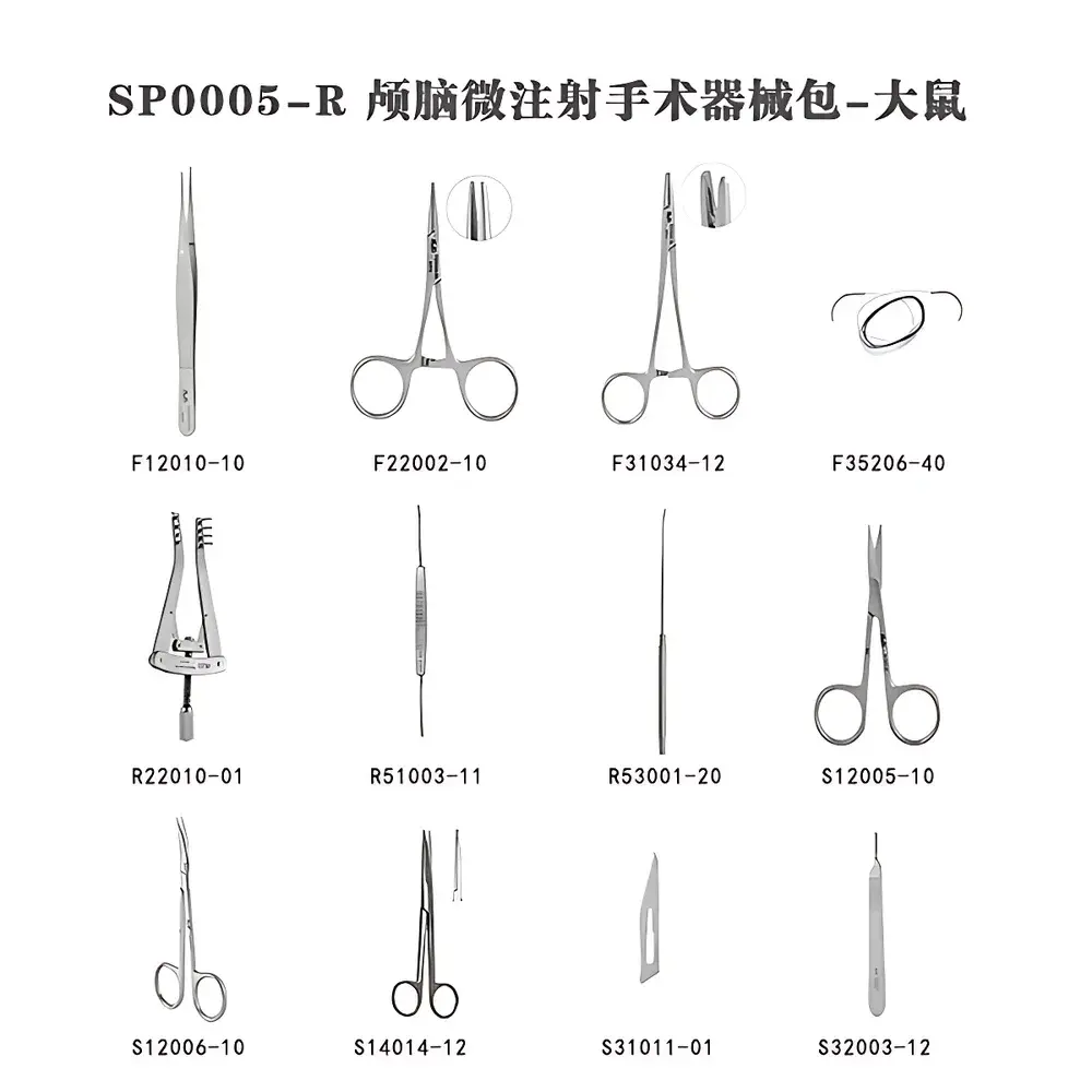 RWD SP0005-R Rat Cranial Microinjection Surgical Instrument Set
