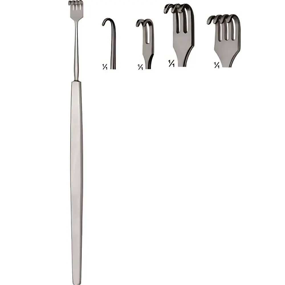 RWD R21012 Blunt-Tipped Retractor Set (Single/Double/Triple/Quadruple Prong, 16.5 cm)