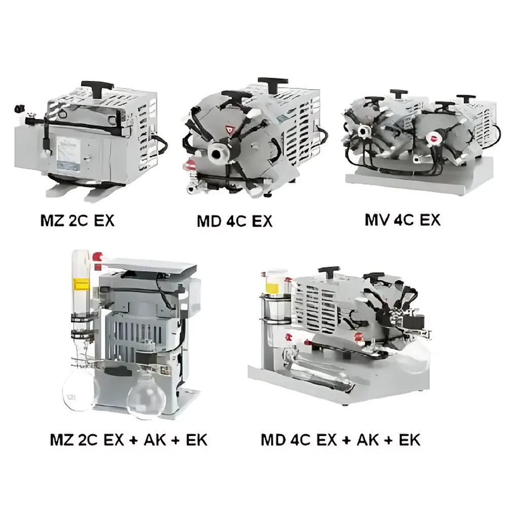 Vacuubrand MZ 2C EX / MD 4C EX / MV 10C EX Series ATEX-Certified Chemical-Resistant Explosion-Proof Diaphragm Vacuum Pumps