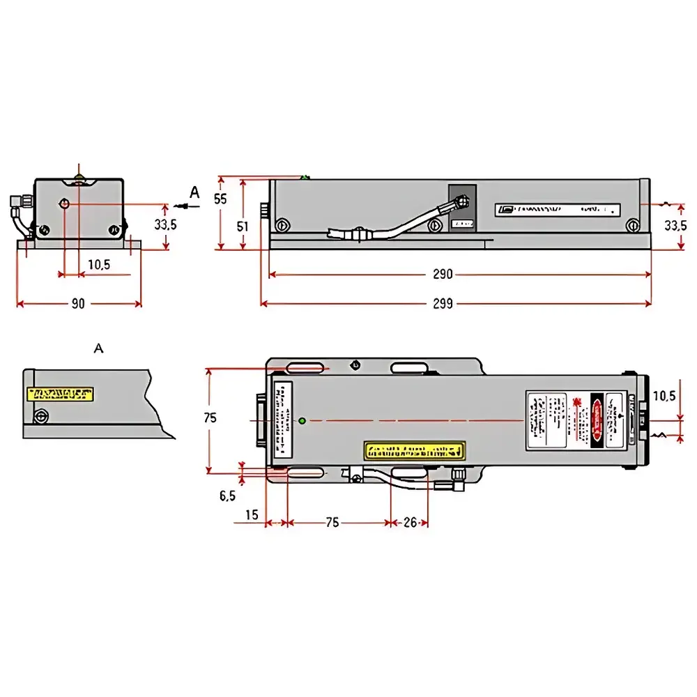 Laser-Export Garnet LCM-DTL-374QT Diode-Pumped Solid-State (DPSS) Q-Switched UV Laser