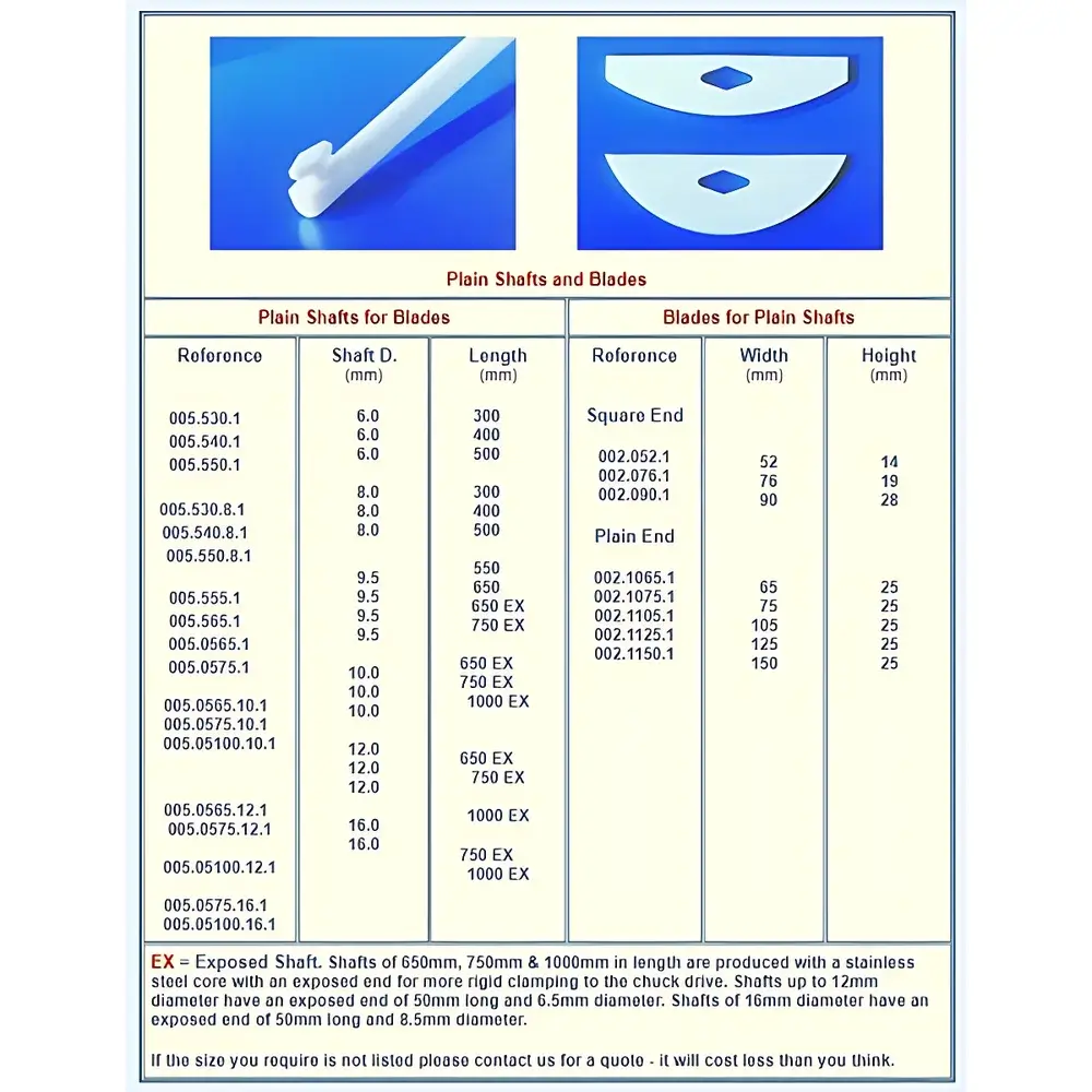 Cowie PTFE Stirring Impellers (Centrifugal, Anchor, Propeller & Interchangeable-Blade Types)