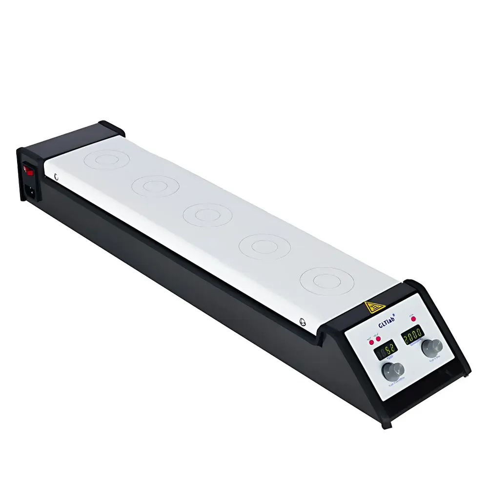 GLTlab SHA-5N-SS Five-Position Hotplate Magnetic Stirrer with 200°C Heating Surface