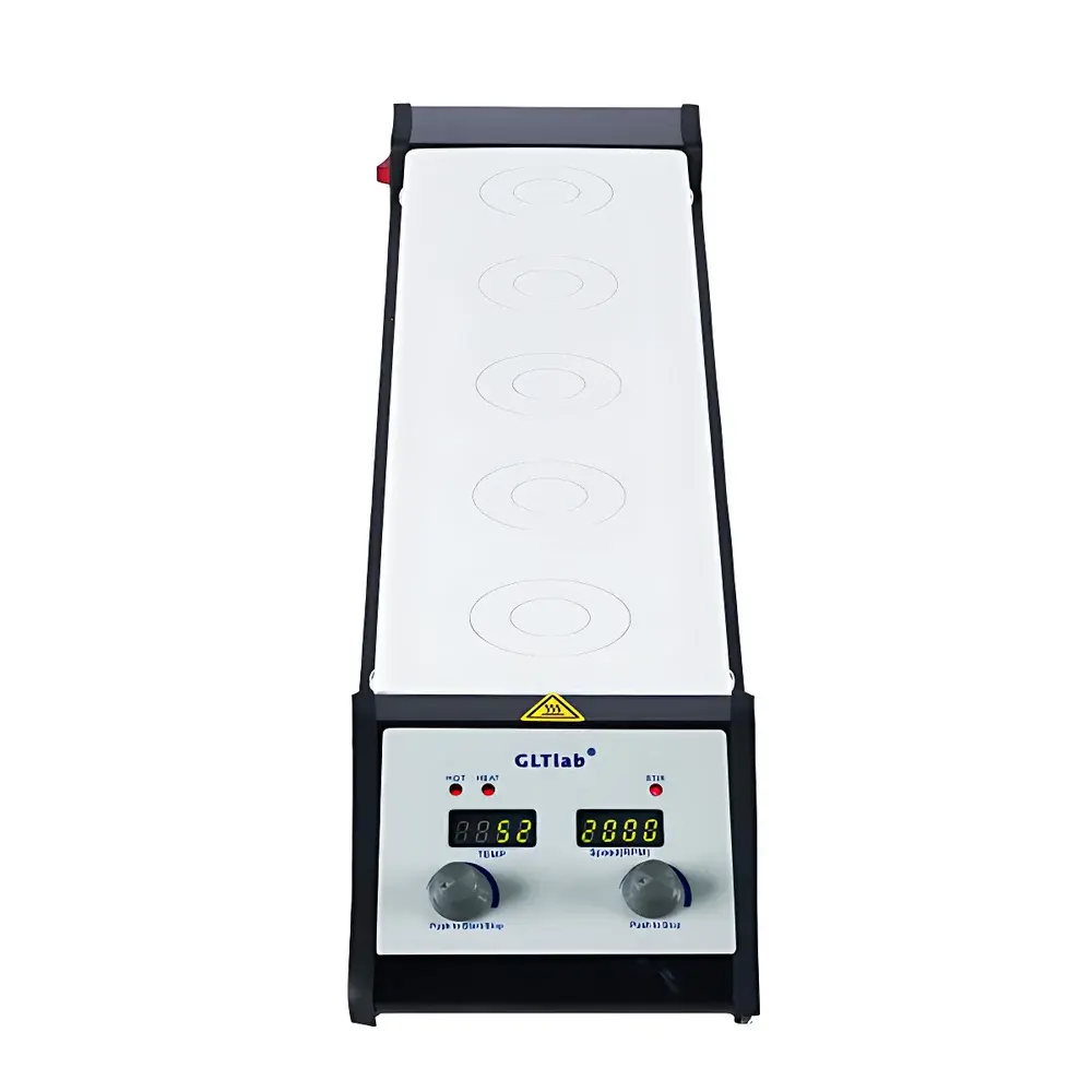 GLTlab SHA-5N-SS Five-Position Hotplate Magnetic Stirrer with 200°C Heating Surface