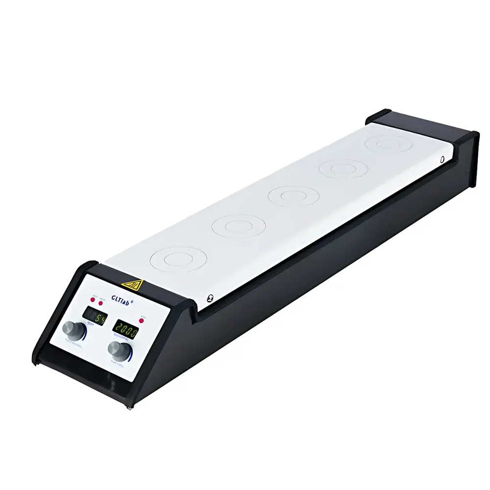 GLTlab SHA-5N-SS Five-Position Hotplate Magnetic Stirrer with 200°C Heating Surface