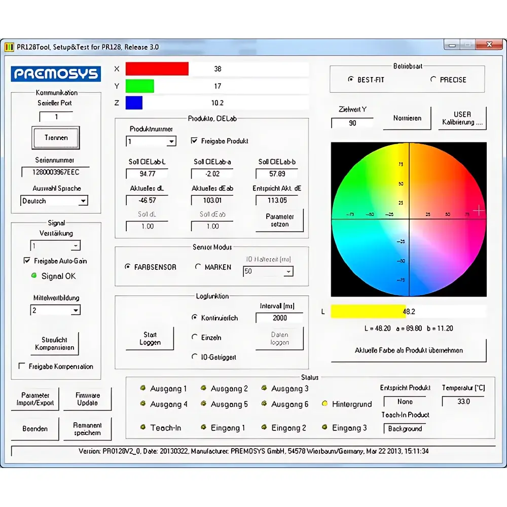 PREMOSYS PR0128 CIELab Online Color Sensor