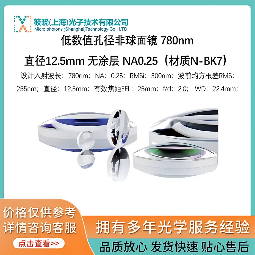 Asphericon ALL12-25-P-U Low-NA Aspheric Mirror, N-BK7, 12.5 mm Diameter, f/d = 2.0, Optimized for 780 nm