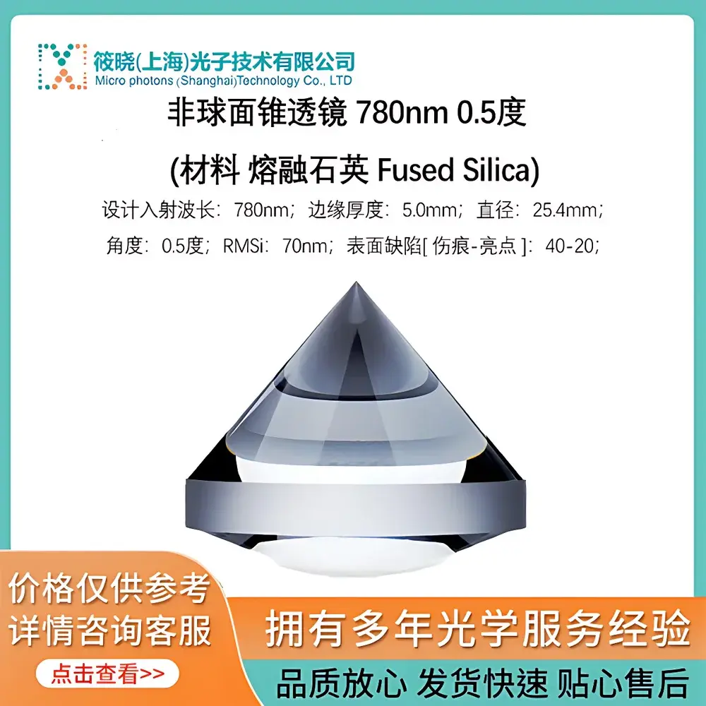 Asphericon XFL25-005-U Fused Silica Aspheric Axicon Lens (780 nm, 0.5° Apex Angle)