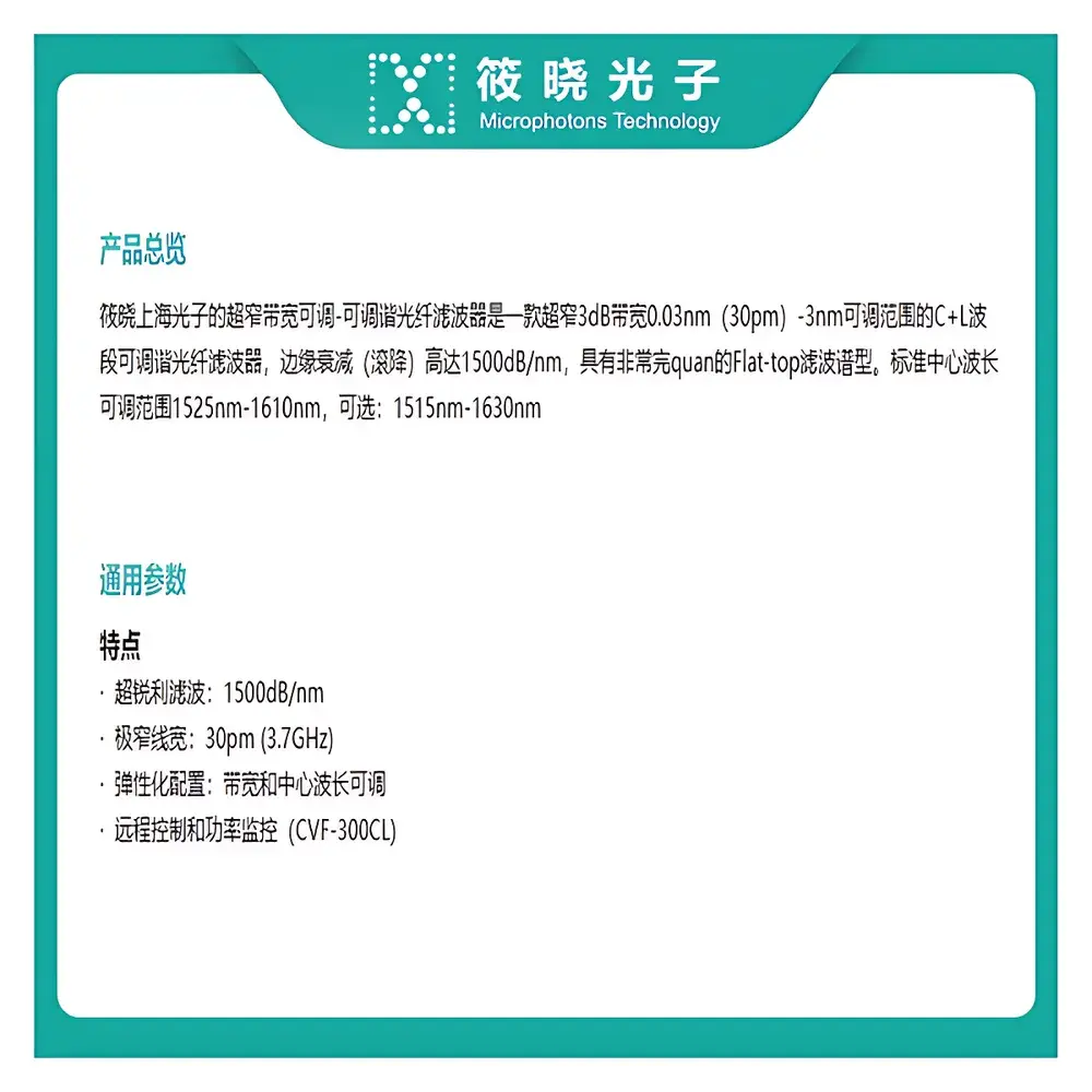Alnair Labs BVF-300CL-SM-FA Ultra-Narrowband Tunable Optical Bandpass Filter (1525–1610 nm)