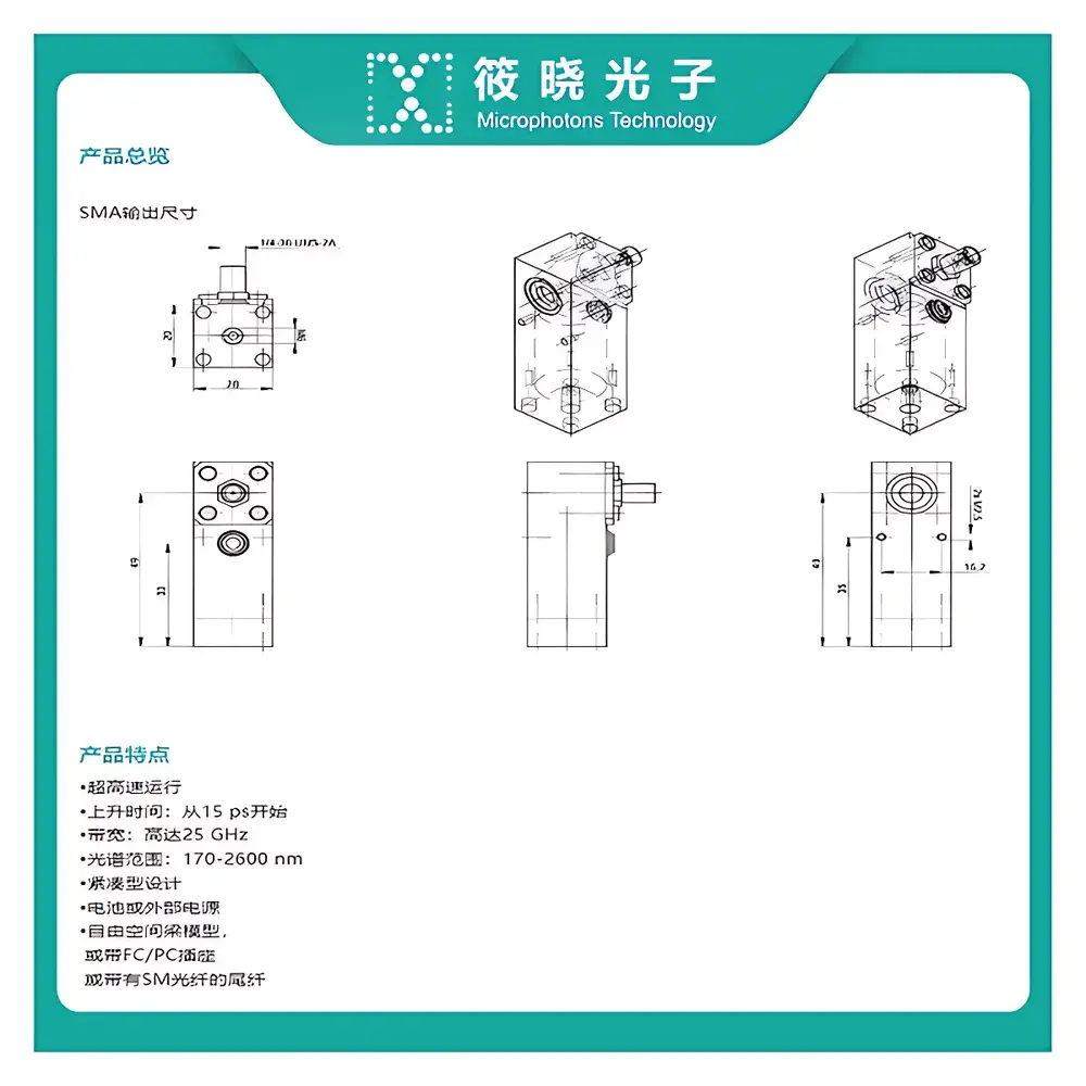 Alphalas UPD-35-IR2-FR Ultrafast InGaAs Photodetector (800–1700 nm, 10 GHz Bandwidth)