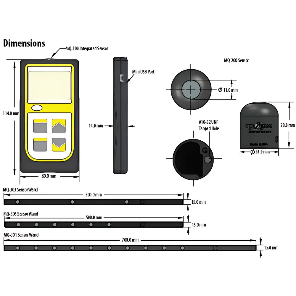 Apogee MQ-100 / MQ-200 / MQ-306 Handheld Quantum Light Meters