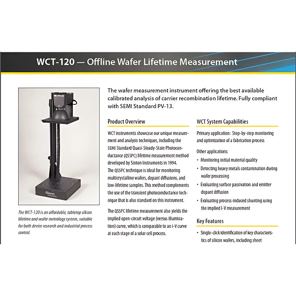 Sinton Instruments WCT-120MX + Suns-VocMX Minority Carrier Lifetime Tester