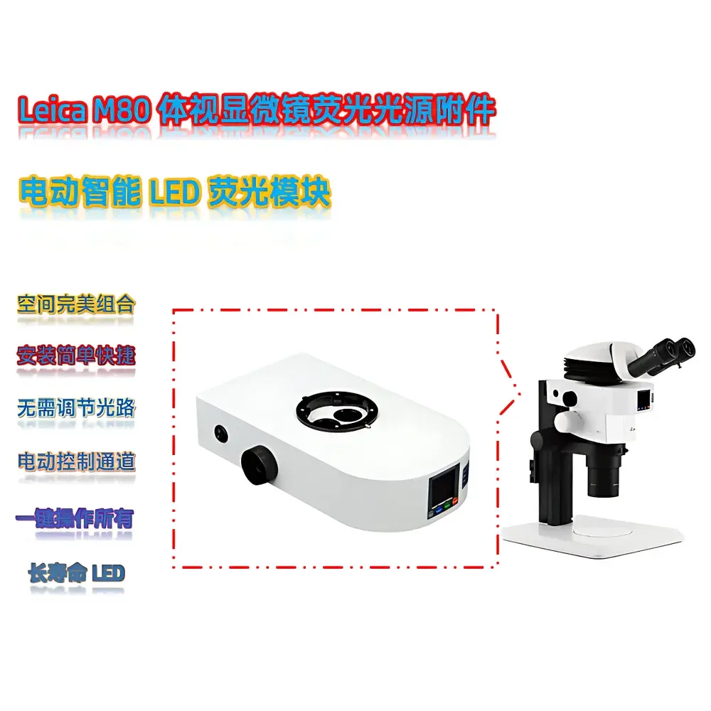 Leica M80 Stereo Fluorescence Microscope with UV-B-G-R LED Illumination Module M80-UVBGR-E