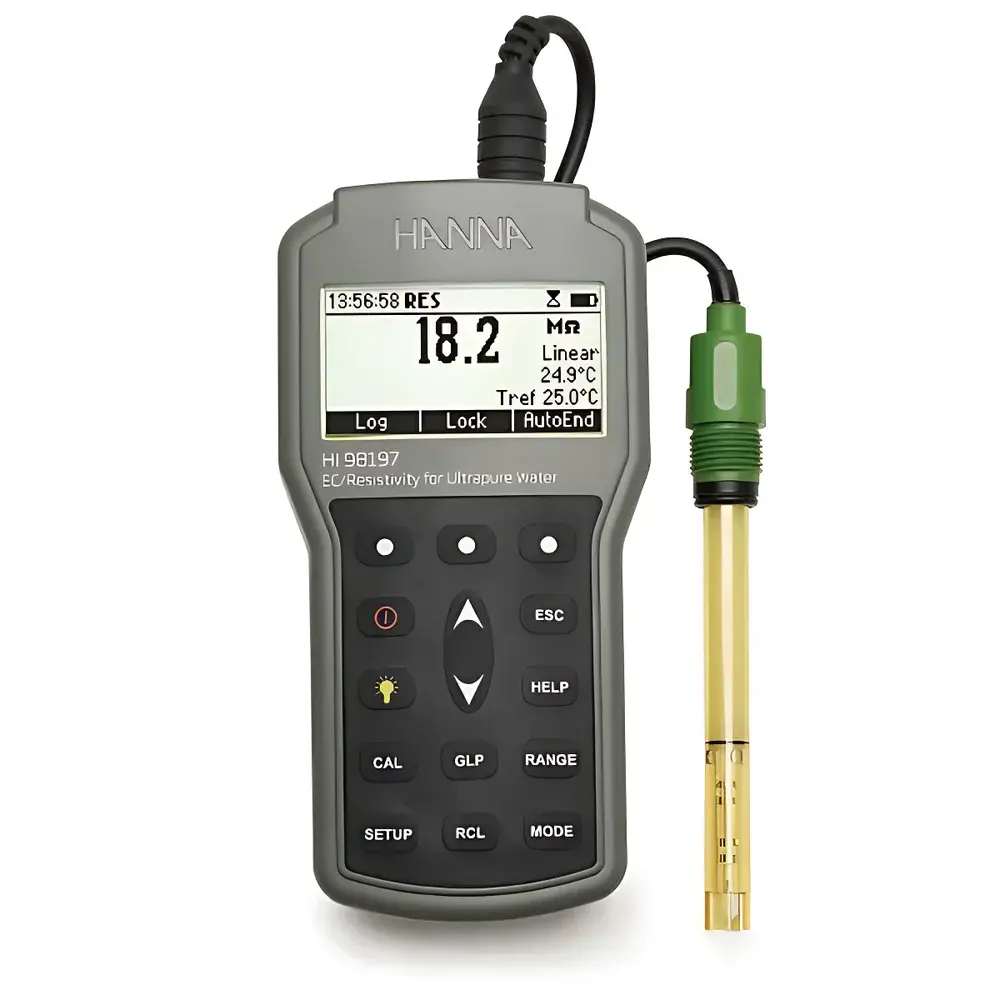 Hanna HI98197 Portable Multiparameter Conductivity Meter with EC, TDS, Resistivity, NaCl, and Temperature Measurement